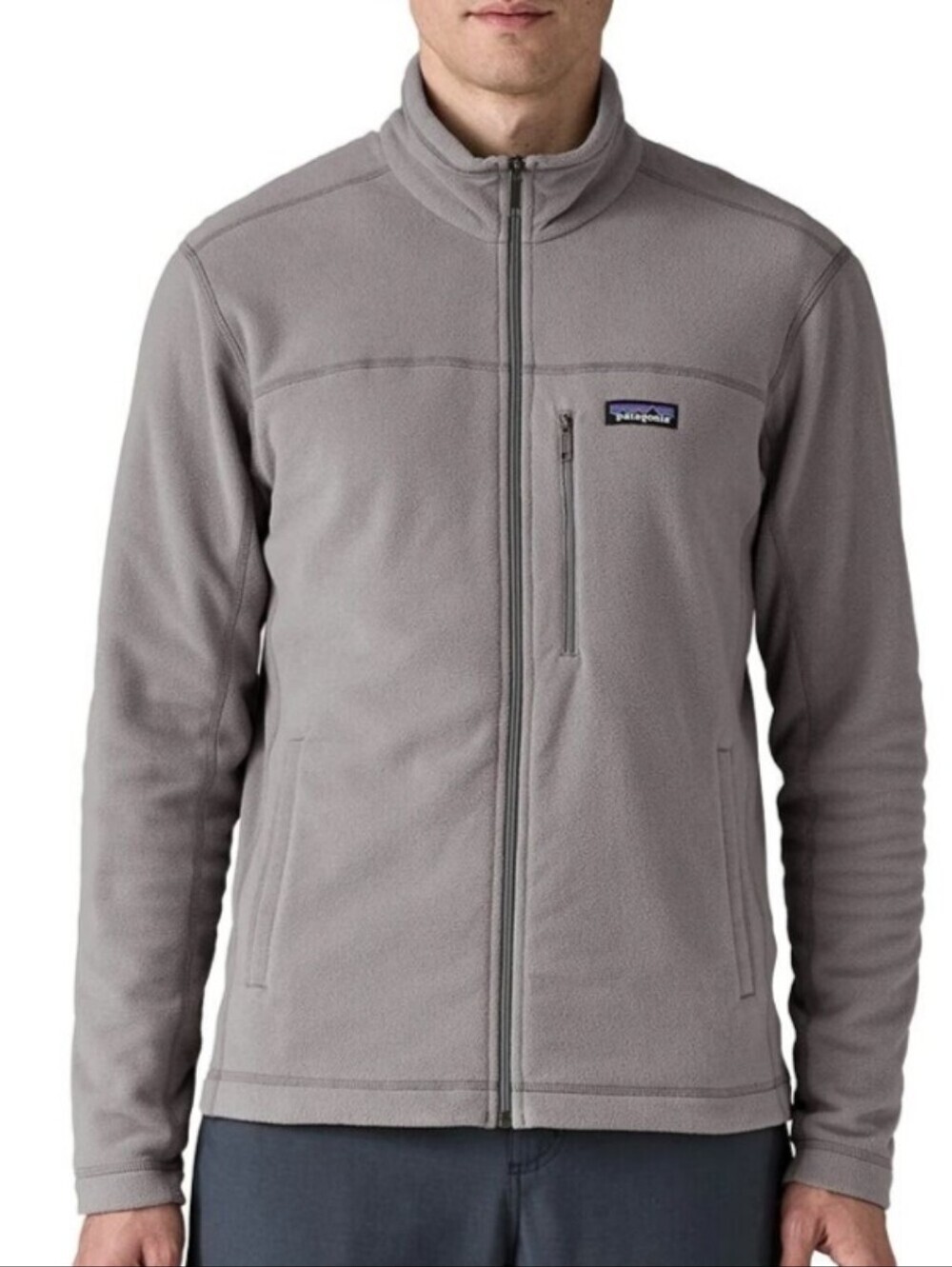 Patagonia Men's Jacket Large Micro D Fleece Jacket Full Zip Gray Layering